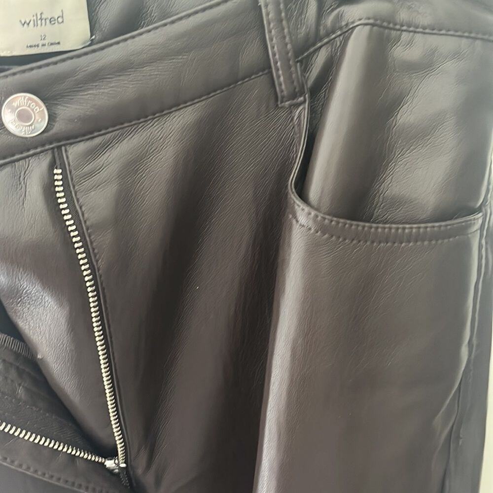 Wilfred Melina Cropped Faux Leather Pants Rich Mocha Size 12 - Picture 5 of 13